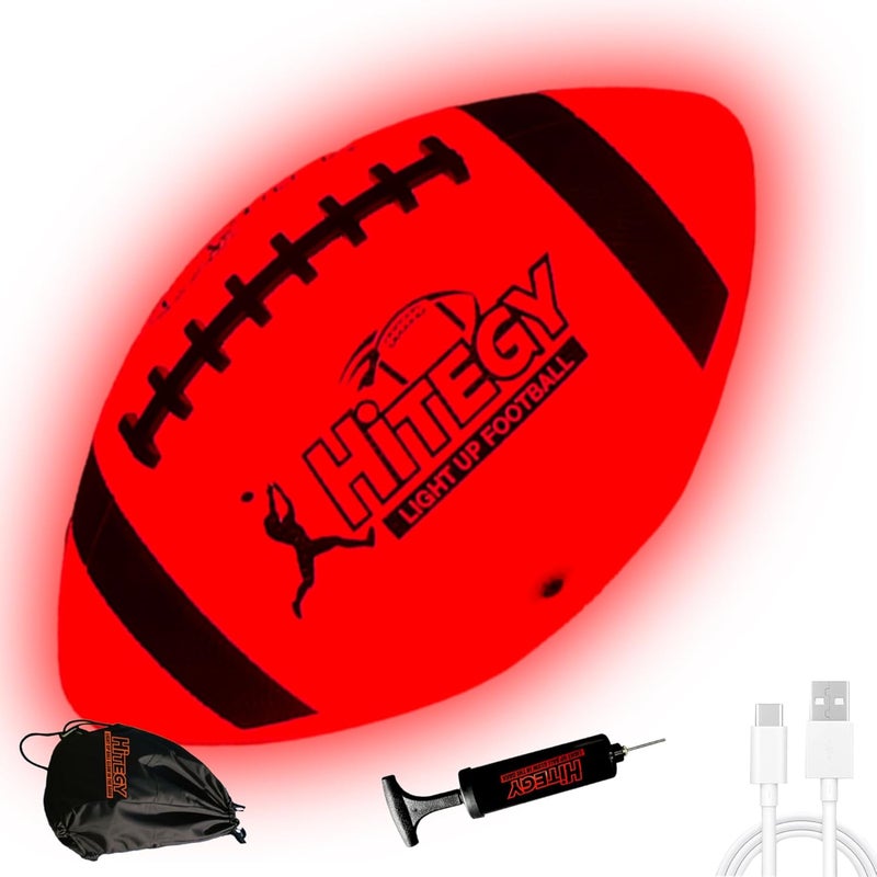 MPMVP Glow in The Dark Football Light Up Football | USB-C Rechargeable LED Ball with Pump | Night Game Ball for Indoor & Outdoor Play | Gift Ready for Boys & Kids - Image 1